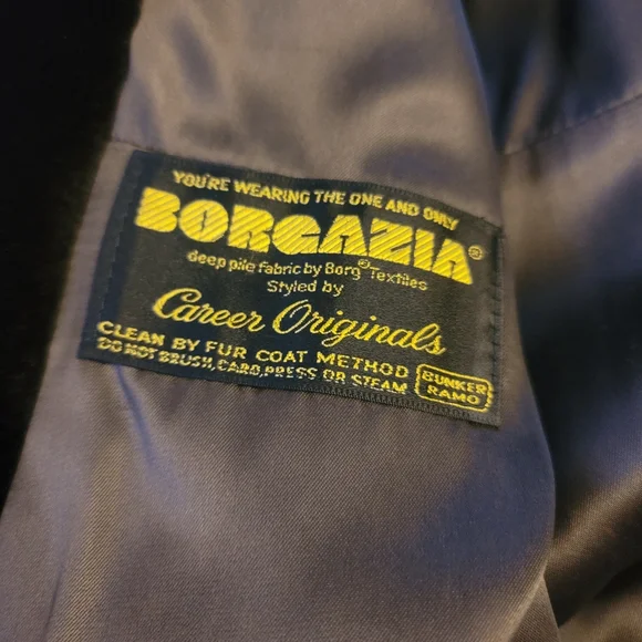 Borgazia Black Full Length Faux Fur Coat Vintage 60s - Picture 5 of 7